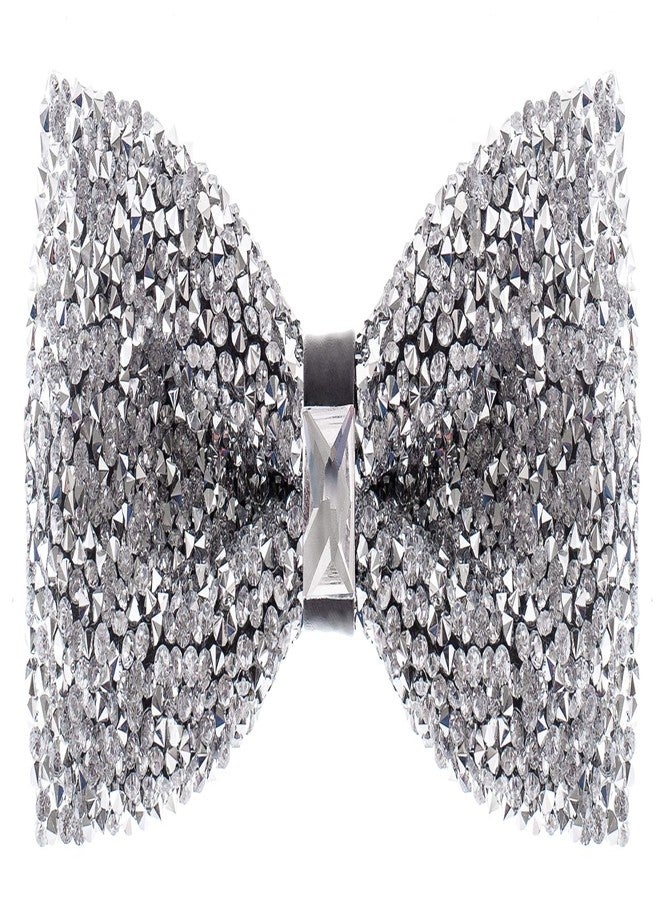 Man of Men Silver Bow Tie for Men, Rhinestone Bow Ties for Men, Pre Tied Sequin Bowties with Adjustable Length, Huge Variety Colors Available (Jewels - Silver) - Image 1